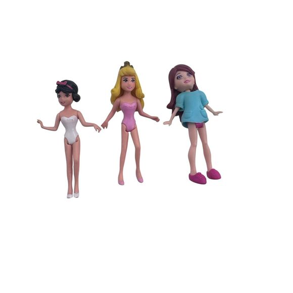 Lot of 3 Polly Pocket Dolls - 2 DisneyFigures and 1 Other Doll Fast Shipping - Picture 1 of 16